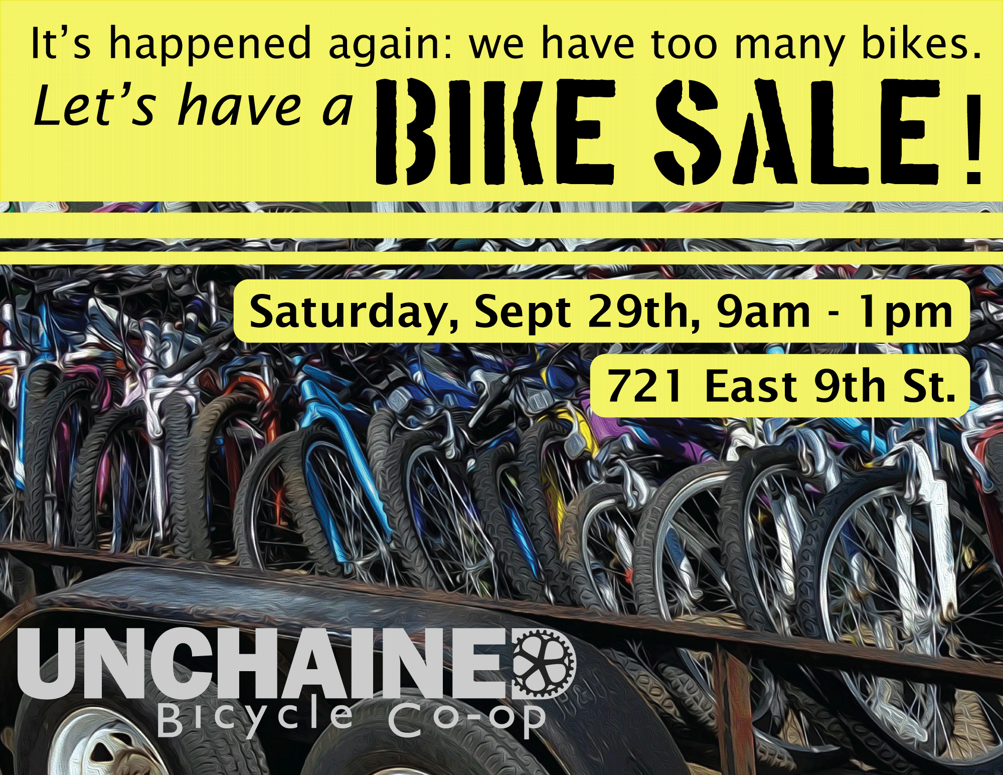2018 Bike Sale - Saturday, September 29th, 9 a.m - 1 p.m.